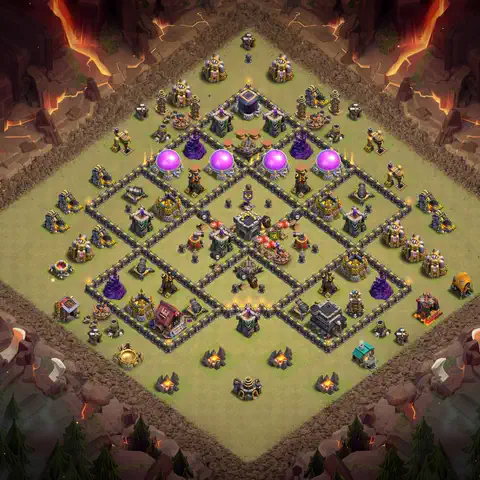 TH9 war cwl base layout with copy link for Clash of Clans defense, layout #124
