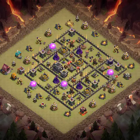 TH9 war cwl base layout with copy link for Clash of Clans defense, layout #127