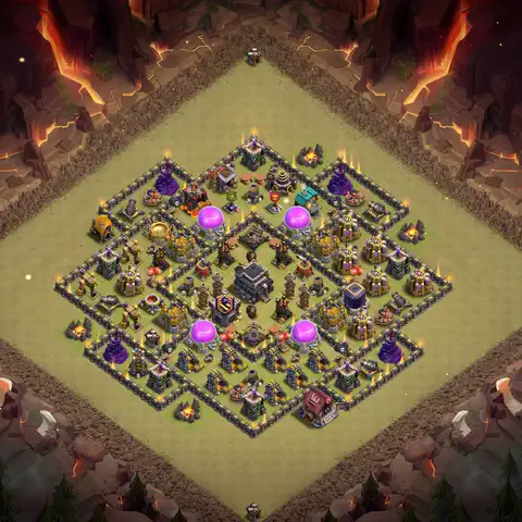 TH9 war cwl base layout with copy link for Clash of Clans defense, layout #130