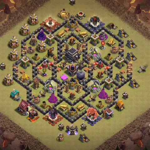 TH9 war cwl base layout with copy link for Clash of Clans defense, layout #136