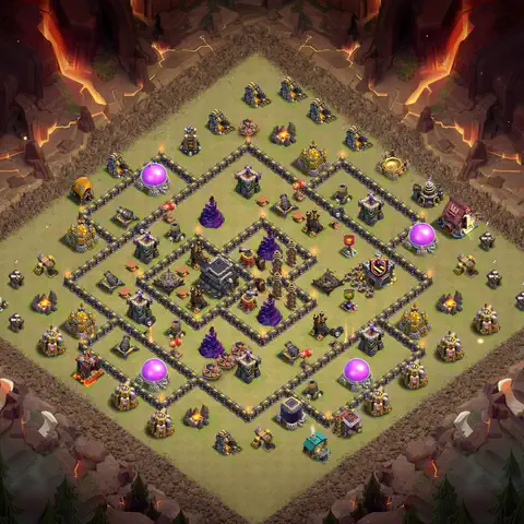 TH9 war cwl base layout with copy link for Clash of Clans defense, layout #142
