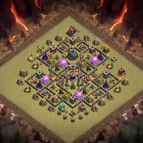 TH9 war cwl base layout with copy link for Clash of Clans defense, layout #148