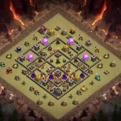 TH9 war cwl base layout with copy link for Clash of Clans defense, layout #154
