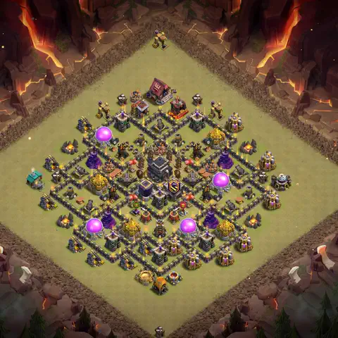 TH9 war cwl base layout with copy link for Clash of Clans defense, layout #157