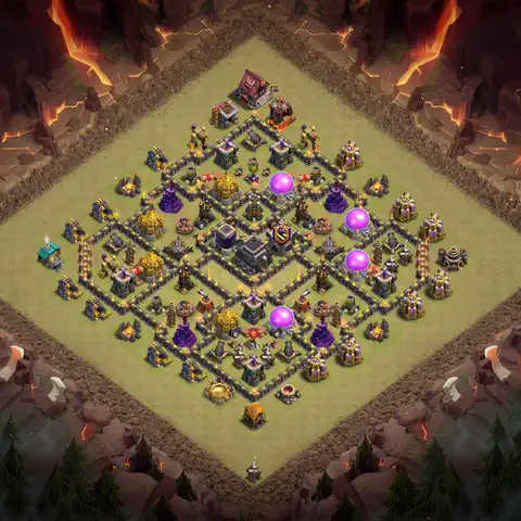TH9 war cwl base layout with copy link for Clash of Clans defense, layout #160
