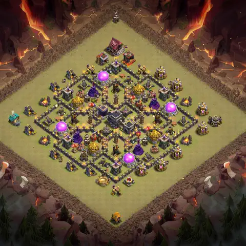TH9 war cwl base layout with copy link for Clash of Clans defense, layout #163