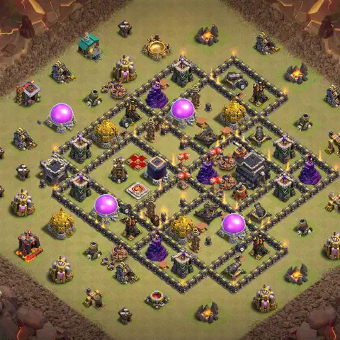 TH9 war cwl base layout with copy link for Clash of Clans defense, layout #172