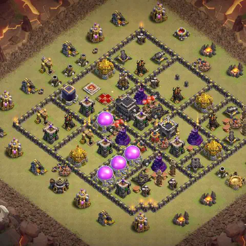 TH9 war cwl base layout with copy link for Clash of Clans defense, layout #175