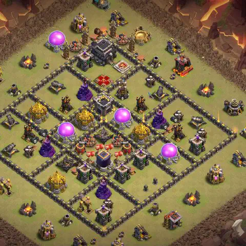 TH9 war cwl base layout with copy link for Clash of Clans defense, layout #178