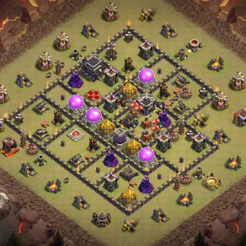 TH9 war cwl base layout with copy link for Clash of Clans defense, layout #190