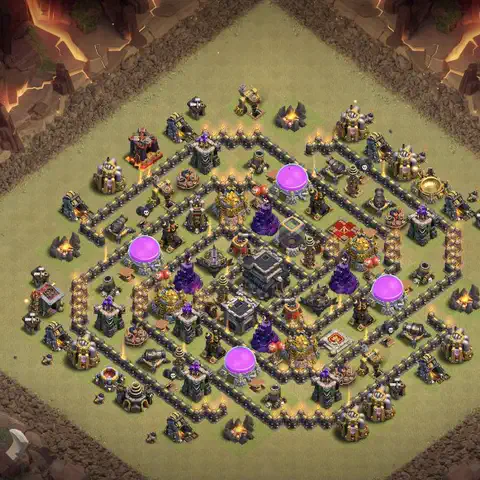 TH9 war cwl base layout with copy link for Clash of Clans defense, layout #199