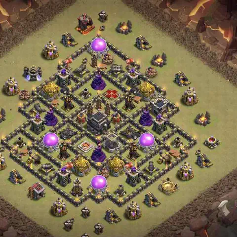 TH9 war cwl base layout with copy link for Clash of Clans defense, layout #202