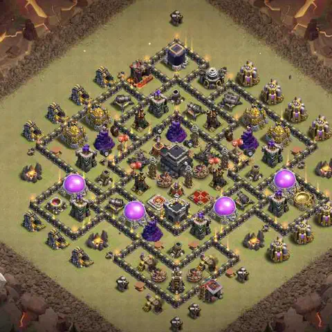 TH9 war cwl base layout with copy link for Clash of Clans defense, layout #205