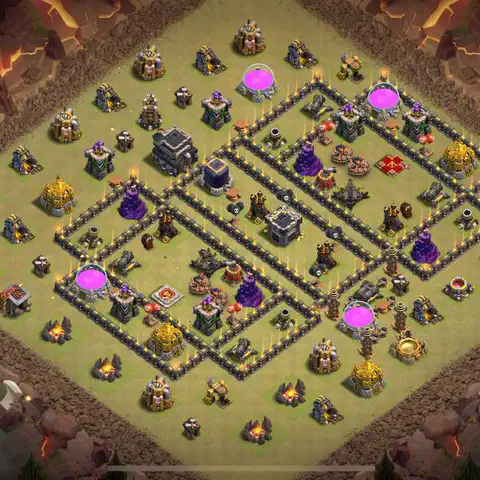 TH9 war cwl base layout with copy link for Clash of Clans defense, layout #217