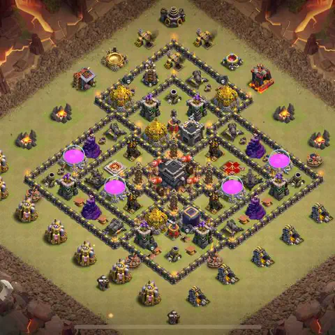 TH9 war cwl base layout with copy link for Clash of Clans defense, layout #220