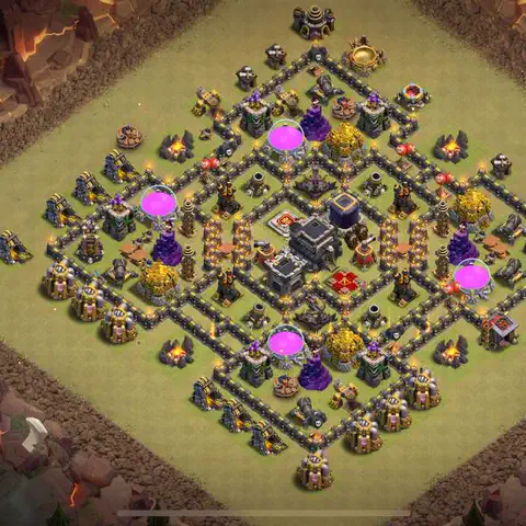 TH9 war cwl base layout with copy link for Clash of Clans defense, layout #223