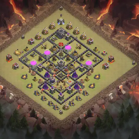 TH9 anti dragon cwl war base layout #247