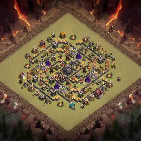 TH9 war defense base layout with copy link for Clash of Clans defense, layout #012
