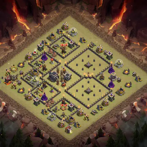 TH9 war defense base layout with copy link for Clash of Clans defense, layout #039