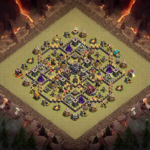 TH9 war defense base layout with copy link for Clash of Clans defense, layout #042