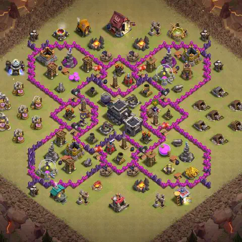 TH9 war defense base layout with copy link for Clash of Clans defense, layout #108