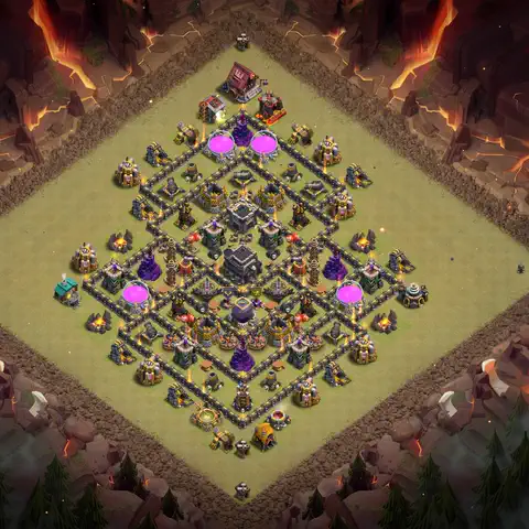 TH9 war defense base layout with copy link for Clash of Clans defense, layout #117