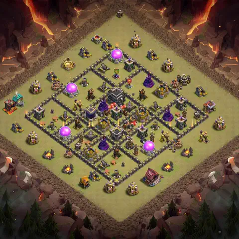 TH9 war defense base layout with copy link for Clash of Clans defense, layout #126