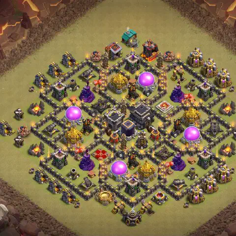 TH9 war defense base layout with copy link for Clash of Clans defense, layout #171