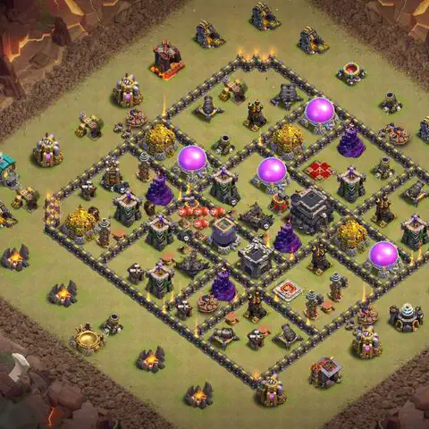 TH9 war defense base layout with copy link for Clash of Clans defense, layout #189