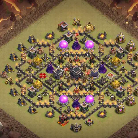 TH9 war defense base layout with copy link for Clash of Clans defense, layout #192