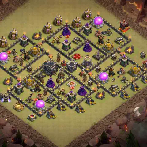 TH9 war defense base layout with copy link for Clash of Clans defense, layout #228