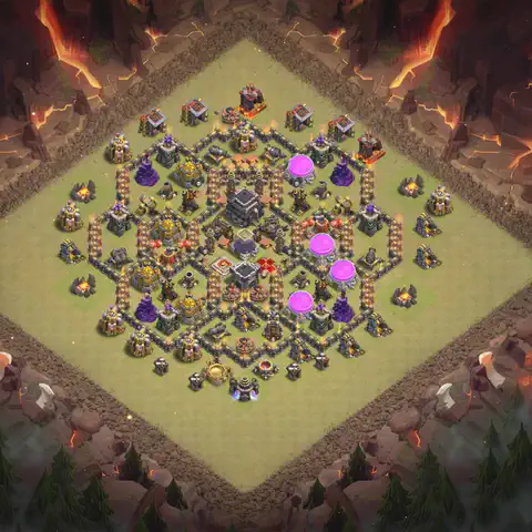 TH9 anti dragon war defense base layout #243