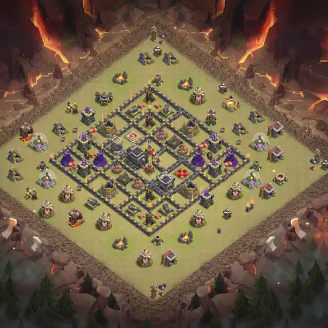 TH9 anti lavaloon war defense base layout #249