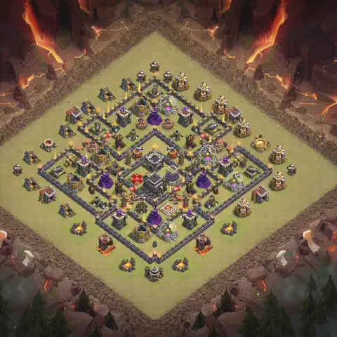 TH9 anti lavaloon war defense base layout #252