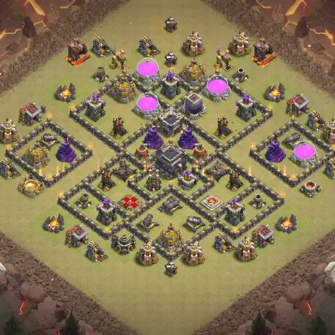 TH9 anti dragon war defense base layout #258