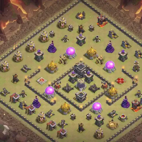 TH9 anti dragon war defense base layout #261
